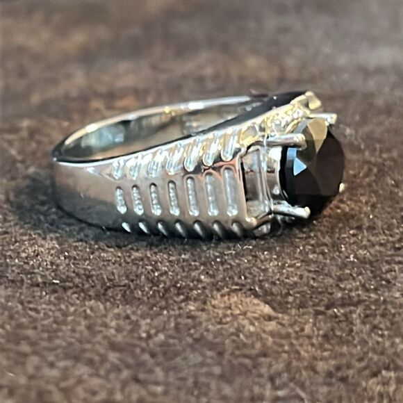 MENS 10 NWT BLACK SPINEL RING IN STAINLESS STEEL 3.60ctw - Picture 3 of 15